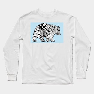 Polar Bear rendered in Zentangle patterns - drawn with fineliners Long Sleeve T-Shirt